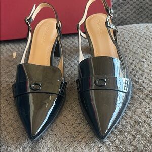 Coach Glossy Black Slingback Heels